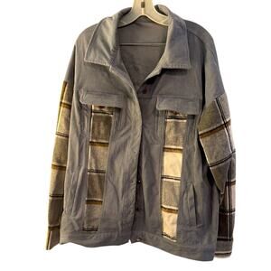 Corduroy with Plaid Accents Button Down Jacket Size XL New without Tag